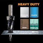 1/4 to 3/4 Inch Step Drill Bit, M2 High Speed Steel Drill bits for Hole Drilling in Extra Thick Material/Panel/Plate, Stainless Steel, Copper, Aluminum, Wood, Plastic