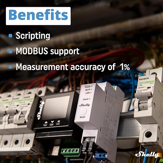 Shelly Pro 3EM (120A) | Wi-Fi & LAN, 3-Phase Smart Energy Meter | 2-Way Consumption | Home Automation | Bluetooth Gateway | Compatible with Alexa & Google Home | No Hub Required | Solar Panels