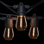 Hometown Evolution, Inc. E26 Commercial String Lights with 16 Gauge Wire (24 Foot 12 Socket, S14 LED Filament 1 Watt Bulbs)