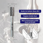 SB-3 Tungsten Carbide Burr Cylinder Shape Double Cut Rotary Burrs File, 1pc