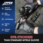 EPPCO Grease Bully 6-Mil Black Nitrile Gloves Disposable Powder Free, Latex Free Textured Superior Grip Glove for Mechanics