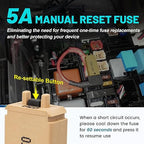 NuIth Manual Reset 5A Mini Fuse Circuit Breakers, E73 Low Profile ATM Circuit Breaker Blade Fuse DC 28V Resettable Standard Blade Fuses for Car Truck RV Marine (2PCS-5A)