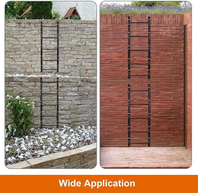 5-Rung Window Well Ladder Straight, Heavy Duty Steel Fire Escape Ladder, Basement Egress Wall Ladder 56.2" Lx17.9 W, Black