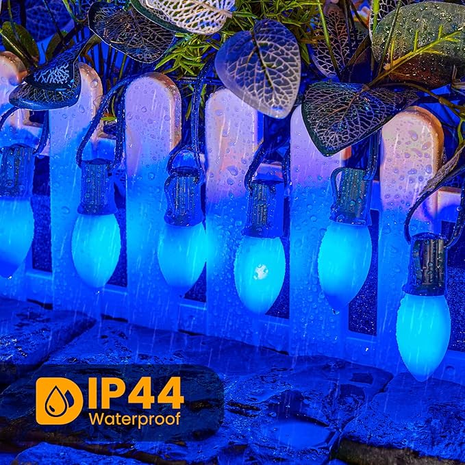 Brightown C9 LED Replacement Christmas Bulbs, 25 Pack Blue Shatterproof C9 Bulbs, Waterproof Commercial LED Holiday Bulb for Christmas String Light, E17 Intermediate Base, Dimmable