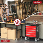 5 Drawers Rolling Tool Chest with Wheels, Portable Rolling Tool Boxes with Wheels, Tool Box Storage Cabinet with Locking System for Garage (BlackRed, 5 Drawers)