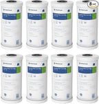Pentair Pentek RFC-BB Big Blue Carbon Water Filter, 10-Inch, Whole House Heavy Duty Radial Flow Carbon Replacement Cartridge with Granular Activated (GAC), 10" x 4.5", 25 Micron, Pack of 8
