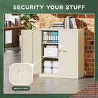 Greenvelly Metal Storage Cabinet, 36" Locking Storage Cabinet with Doors and Shelves, Lockable Storage Cabinets for Home Office, Utility Locker Cabinet, Steel Garage Cabinet with 2 Keys, Gray