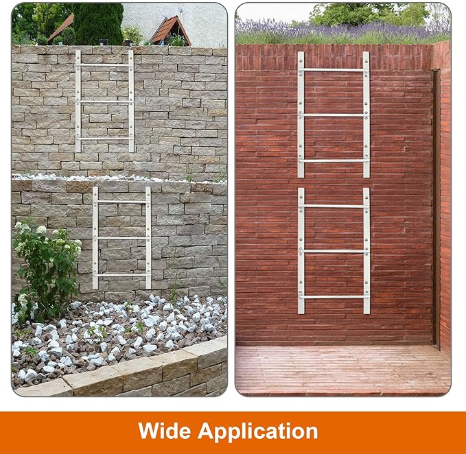 3-Step Window Well Ladder Straight, Heavy Duty Steel Wall Mounted Ladder, Powder-Coated Basement Egress Window Ladder 34.2" Lx17.3 W, White