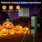 BN-LINK 25ft Outdoor Extension Cord Waterproof with Power Stake, 6-Outlet Power Strip Weatherproof, 14/3 SJTW Heavy Duty Power Cord for Halloween/Christmas Decorations and Inflatables, 15A/1875W