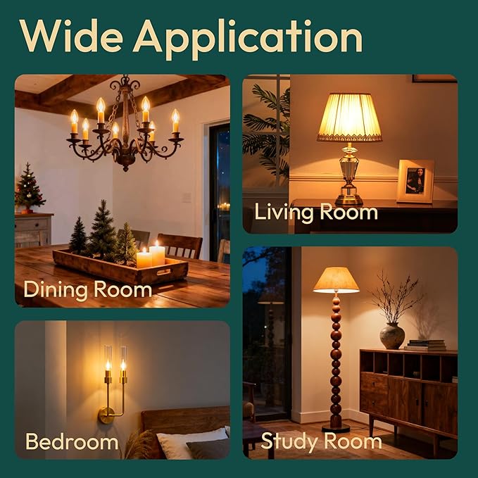 ALAMPEVER E26 LED Bulb 40 Watt, Chandelier Light Bulbs, 2200K Warm White Candelabra LED Bulbs, 12 Pack Candle Light Bulbs