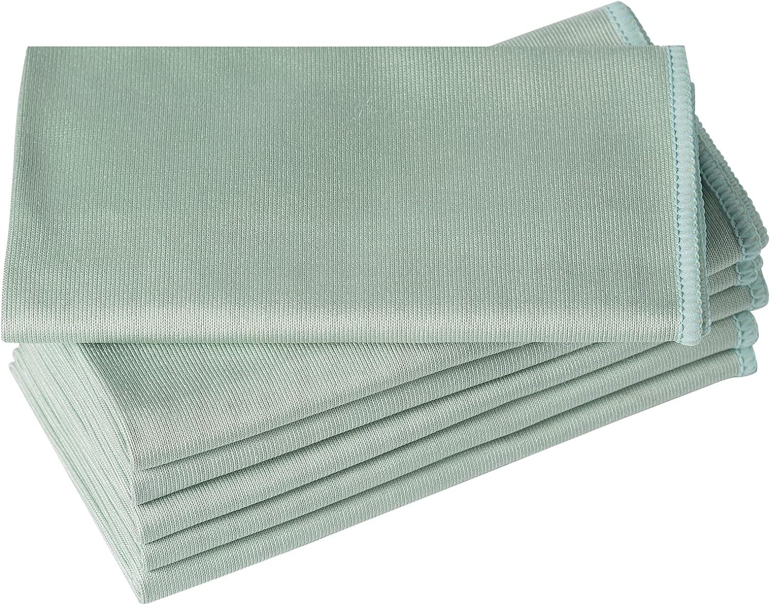 6 Pack Microfiber Glass Cleaning Cloth, 16 Inch X 16 Inch, Lint Free Quickly Clean Window, Glasses, Windshields, Mirrors, and Stainless Steel, Green