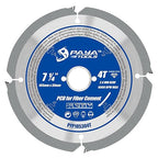 PCD Circular Saw Blade, 7-1/4-Inch x 4 Teeth x 30mm Bore (16, 20 & 25mm Reduction Rings Included), Polycrystalline Diamond Tipped for Fibre Cement Board, Hard Materials
