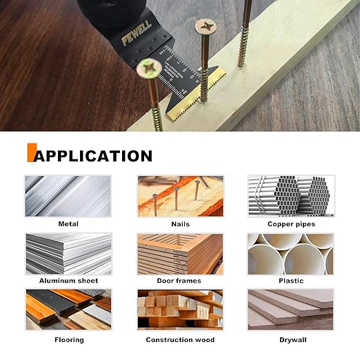 FEWELL 20PCS Titanium Oscillating Saw Blades, Universal Multitool Blades for Hard Materials, Metal, Wood, Plastic, Nails Fits Most Tools