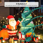 50Ft 4 Outlets Green Outdoor Extension Cords for Halloween Christmas Inflatables Blow Ups Yard Waterproof Outside with Multiple Outlets Extension Cord Power Splitter for Christmas Lights Decorations