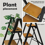 Taranta 3 Step Ladder,Aluminum Lightweight Folding 3 Step Stool with Anti-Slip Wide Pedal, 330lbs Capacity Step Ladder for Household,Kitchen,Office - BlackWoodgrain