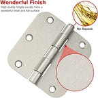 18 Pack Rounded Brushed Nickel Door Hinges 3-1/2" x 3.5 Inch 5/8 Radius for Interior Doors 3 ½ Inch Heavy Duty Hardware Fittings No Squeak House Villa Cando Loft Home Room Ironmongery Satin Sliver