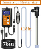 1300W Fully Submersible, Portable Electric Pool and Hot Tub immersion Water Heater with Temp Control & GFCI Leakage Protection for Bathtubs, Buckets, inflatable pool, spa tub & pool