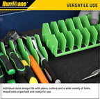 HURRICANE Plier Organizer Rack, 10-Slot Pliers Rack with Non-Slip Rubber Base, Tool Organizer, Tool Drawer Toolbox Storage, Green, Extendable Design, Fit 3” H, 1 Pack