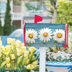 Spring Daisy Mailbox Covers Rustic Blue Old Wood Board Mailbox Covers Magnetic Standard Size 25.5x21 Inch Vintage Floral Waterproof Mail Box Wraps Post Letter Box Covers Garden Yard Outdoor Decor