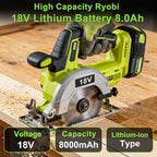 Upgrade 2Pack 8000mAh High Capacity Replacement for Ryobi 18V Battery P108 P104 P105 P102 P103 P122 P109 Li-ION Compatible with All Ryobi 18Volt ONE+ System Cordless Power Tools and Charger