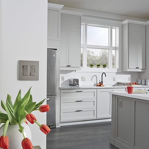 Legrand radiant TM873NICC10 15 Amp Rocker Wall Switch, 3-Way Decorator Light Switches, Nickel (1 Count)