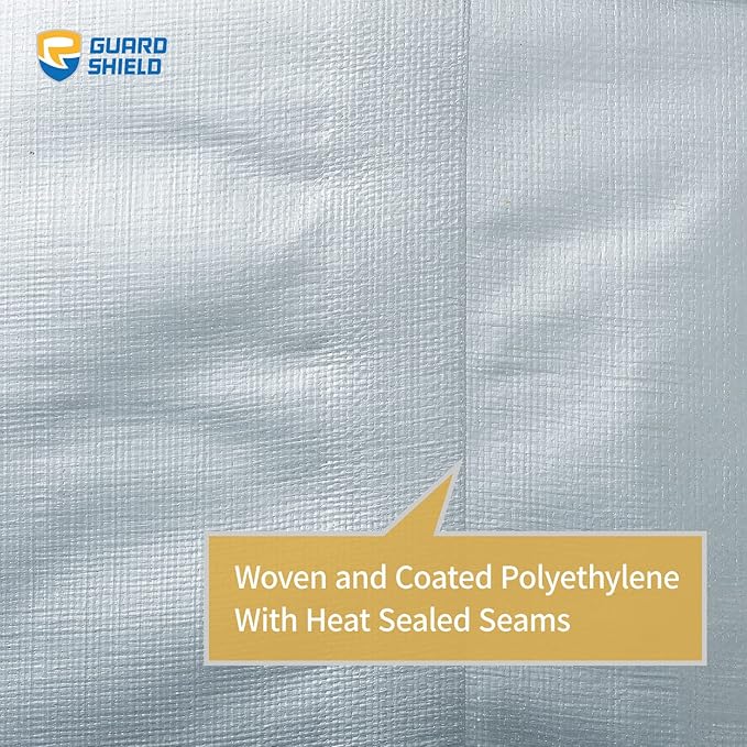 GUARD SHIELD Heavy Duty Tarp 20x20 Feet Silver Multi Purpose Thick Waterproof Poly Tarp Cover 10mil