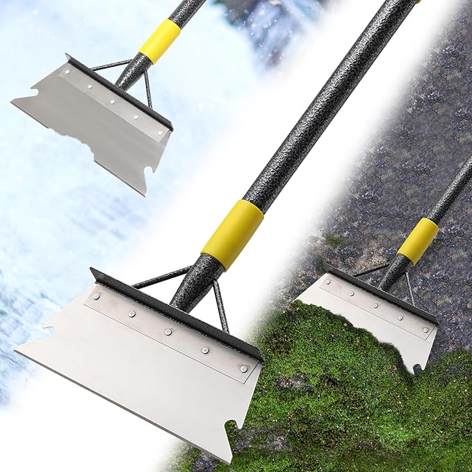 74" Garden Flat Scraper, Multifunctional Cleaning Shovel, Heavy Duty Manual Weeder Metal Floor Scraper Garden Tool for Lawn Digging, Weeding, Scraping, Ice Remove, Edging