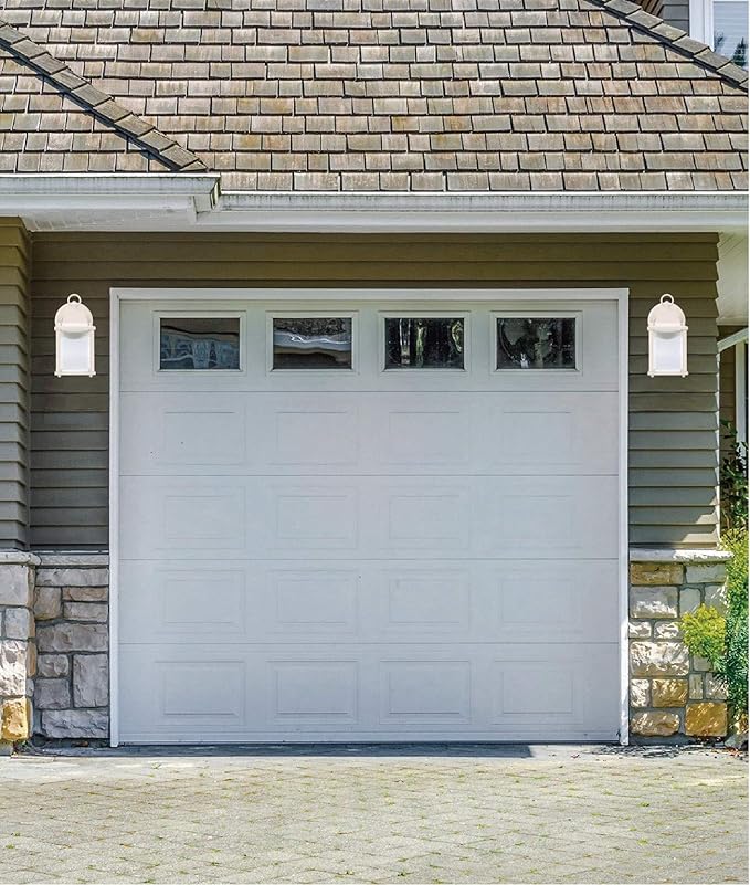 LIT-PaTH Dusk to Dawn Outdoor Wall Lantern, LED Wall Sconce, 5000K Daylight White, 9.5W, 800 Lumen, Aluminum Housing Plus Glass, Outdoor Rated, 2-Pack, White