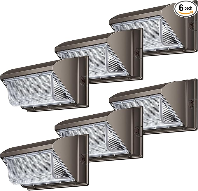 120W LED Wall Pack Light,18000LM 5000K LED Security Flood Lighting 110V-277V Commercial and Building IP65 Waterproof Outdoor Wall Mount Exterior Light for Garage Warehouses Yard 6 Pack