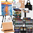 179Pcs Professional All-in-One Art Painting Kit with Aluminum & Beech Wood Easel, 96 Acrylic, Watercolor & Oil Paint Set, Complete Art Supplies Painting Set for Adults, Artists, Beginners