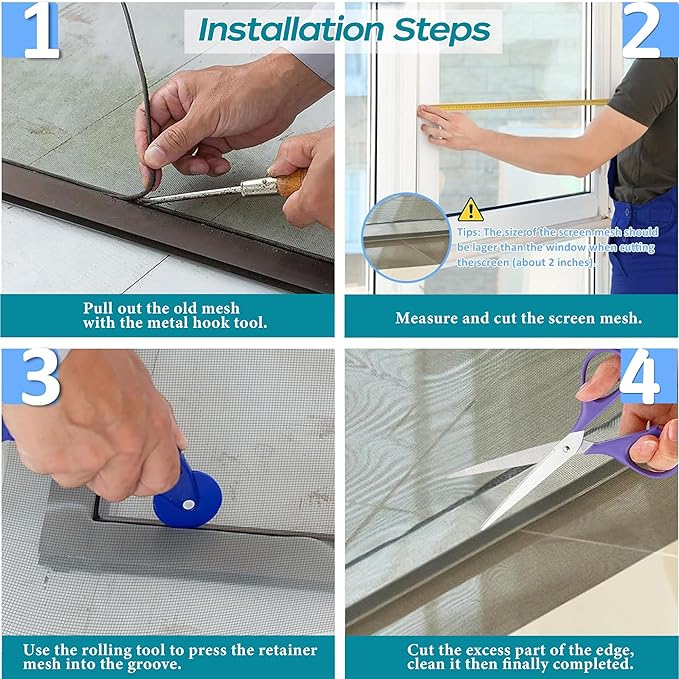 Window Screen Ultra Clear Stainless Steel Window Screen Replacement Window Screen Mesh High Light Transmission Suitable for Windows Courtyards Patio Porch Pool Door (30"x25')