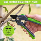 WORKPRO 8.5" Bypass Pruning Shear, Heavy Duty Garden Scissors & Clippers with Labor-Saving Design, Handheld Gardening Shears with Sharp Blade for Branch Trimming and Floral arrangement