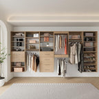 Modular Closet System, 46" Wide Closet Organizer System with Towers and Hanging, Wood Closet Tower Storage for Walk In Closets, Wall Mounted Wardrobe Organizer Kit System, Bedroom, Wood