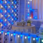 Brightown C9 LED Replacement Christmas Bulbs, 25 Pack Blue and White Shatterproof C9 Bulbs, Waterproof Commercial LED Holiday Bulb for Christmas String Light, E17 Intermediate Base, Dimmable