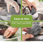 Brheez Stainless Steel Cleaner Scouring Pads [12 Pack] - Industrial & Commercial Strength Large Cleaning Supplies Dish Sponge - Individually Wrapped 100 Gram