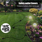 50Ft Outdoor Extension Cord - Evenly Spaced 6 Outlets Plugs with Safety Cover, 16/3 SJTW Weatherproof Multi Outlet Extension Cord for Landscape, Halloween, Holiday Decor, ETL Listed (Black)