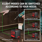 Laser Level, 100 feet Self Leveling Laser Level, Green Cross Line Rotary Lasers, 4 Brightness Adjustment, Manual Self leveling and Pulse Mode, IP54 Waterproof Battery Carrying Bag Included