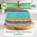 Kitchen Dish Scrubbers | Soft Scrub for Dishes | Non-Scratch Cleaning Pads for Kitchen | Made from Cotton Fiber | Safe on All Surfaces | Long-Lasting & Easy to Clean | Pack of 4