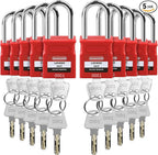 Lockout Tagout Locks - 10 Pack Red Loto Locks, Keyed Alike Padlock OSHA Compliant Lock Out Tag Out Lock, Safety Padlocks for Electrical Lockout Tag Out Kits