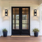 harriet Porch Lights Outdoor Modern - IP64 Waterproof Aluminum and Tempered Glass Cover, 13" Rectangular Up/Down Wall Sconce for Porch, Garage & Patio, Exterior Lighting, Black, 2 Pack