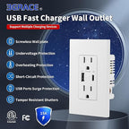USB Wall Outlet, Charger Outlets Receptacles with 4.2A USB C Ports, 15 Amp Duplex Tamper Resistant Receptacle Plug with USB Electrical Outlet, Wall Plate Included, ETL Listed，White, 1 Pack