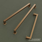 Alzassbg 10 Pack Champagne Bronze Cabinet Pulls, 6-1/4 Inch(160mm) Hole Centers Cabinet Handles Square Kitchen Hardware for Cabinets AL3046TGP
