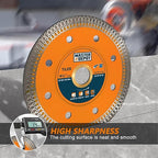 4.5 Inch Ultra-Thin Turbo Mesh Diamond Blade for Porcelain, Ceramic, Marble, Granite Cutting, 2 Pack for Handheld and Angle Grinders, Dry and Wet Use