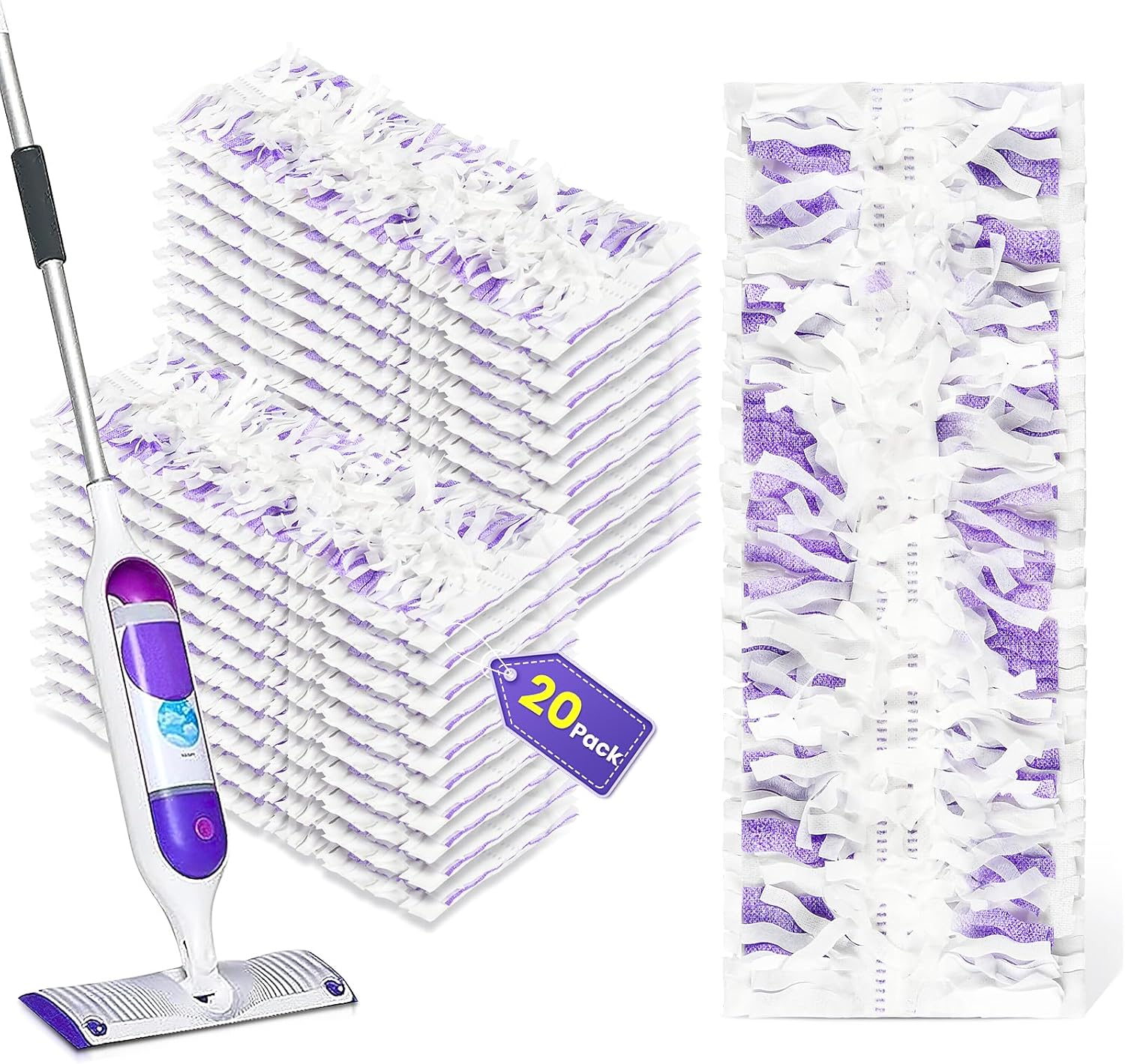 20 Count Disposable Mopping Pad Refills for Swiffer Power Mop Pads Refills, Unscented Spray Cleaning Repalcement Pads
