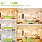 DAMINY 6 Pack 4 Inch LED Recessed Lighting with Junction Box,5CCT,Ultra-Thin Recessed Light,9W 750lm, Dimmable Canless Wafer Ceiling Light,High Brightness - ETL