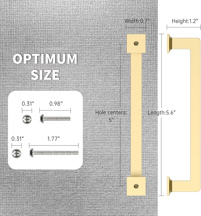 FILTA 5 Inch(128mm) Hole Centers Gold Cabinet Pulls(Set of 10),Gold Cabinet Pulls Zinc Alloy Kitchen Cabinet Handles Cabinet Hardware for Cabinets Cupboard Drawer