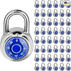 Combination Padlock 48 Pack, Fixed Dial Combination Padlock with Different Combinations, 2 in. Wide. Blue Turntable, Lock for Gym & Locker, School, Toolbox, and More