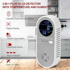 2 Packs Carbon Monoxide Detectors, Plug in Carbon Monoxide Alarm, 3-in-1 Real-time Digital Display Fahrenheit(°F) & Humidity, Co Detector Monitor for Home,RV,Apartment