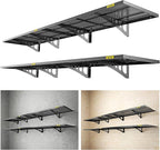 4-Pack 1.64x4ft Adjustable Garage Wall Shelving 1120lbs Load Capacity Heavy Duty Wall Mounted Storage Shelf Metal Floating Shelves for Garage(Black)