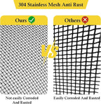 fowong 304 Stainless Steel Mesh Window Screen Roll Black 47IN x 10FT Metal Window Screen Replacement, Durable Wire Mesh for Door, Patio, Vent Cover, DIY, Easy to Cut and Install (20 x 22 Mesh)